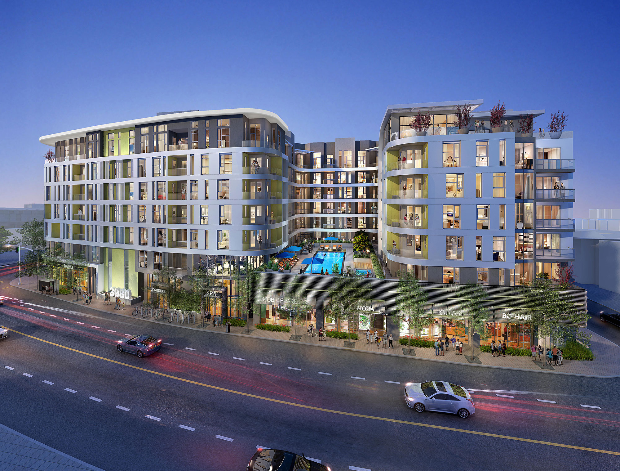 3980 Wilshire Boulevard | Mixed-Use Podium Apartments | Retail | Los Angeles, California | KTGY Architecture + Planning